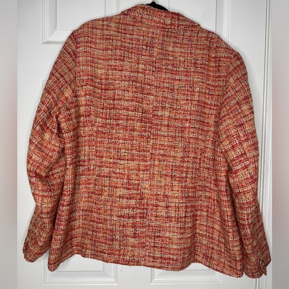 COLDWATER CREEK Red/Orange/Tan Tweed Two Button Closure Blazer Size 20/22 - Picture 2 of 7